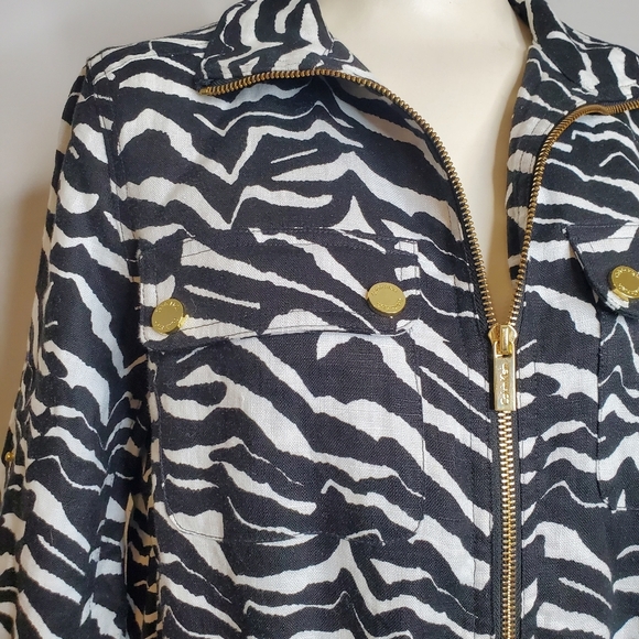 Calvin Klein Linen Zebra Print Anorak Jacket - Picture 5 of 10